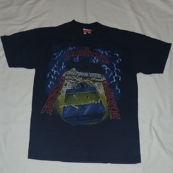 Vintage Black Tower of Terror Graphic T-Shirt Disney - Picture 1 of 6